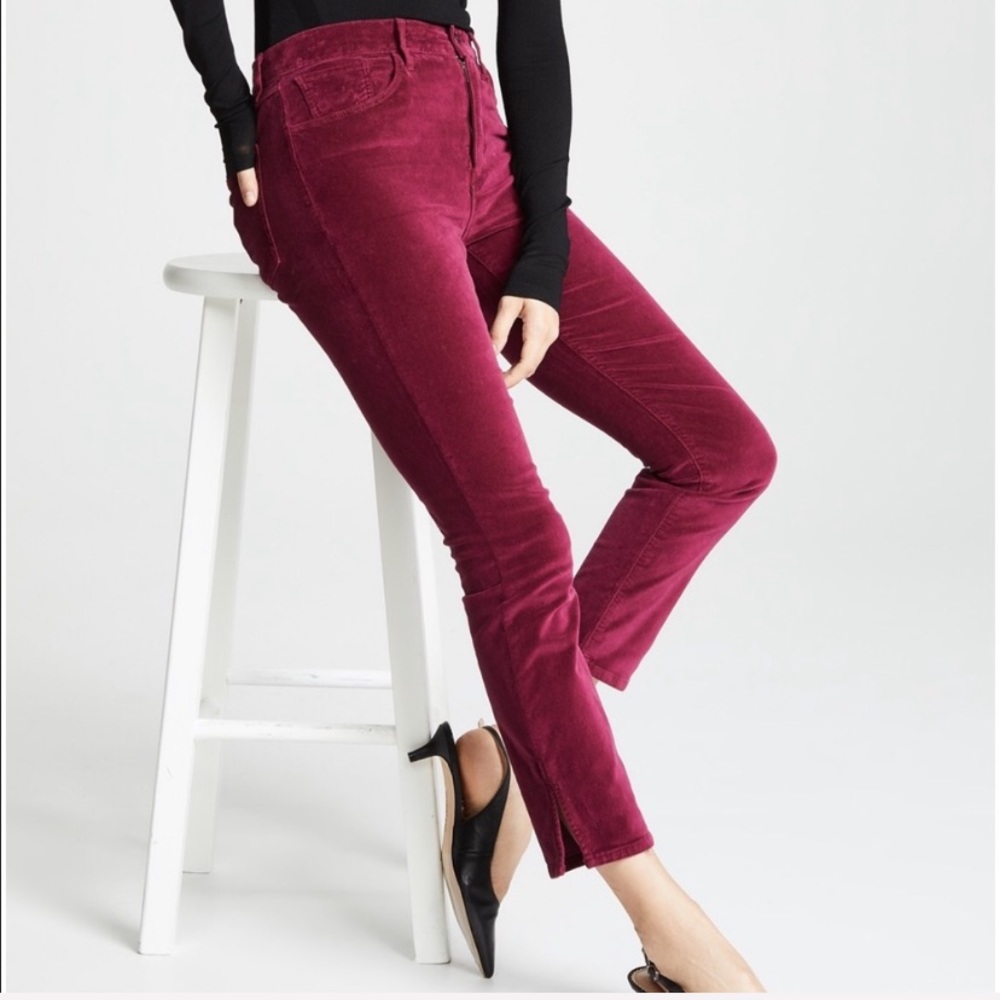 3x1 Higher Ground Merlot Red Velvet Ankle Pants